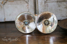 Load image into Gallery viewer, silver glass candlesticks with pink roses
