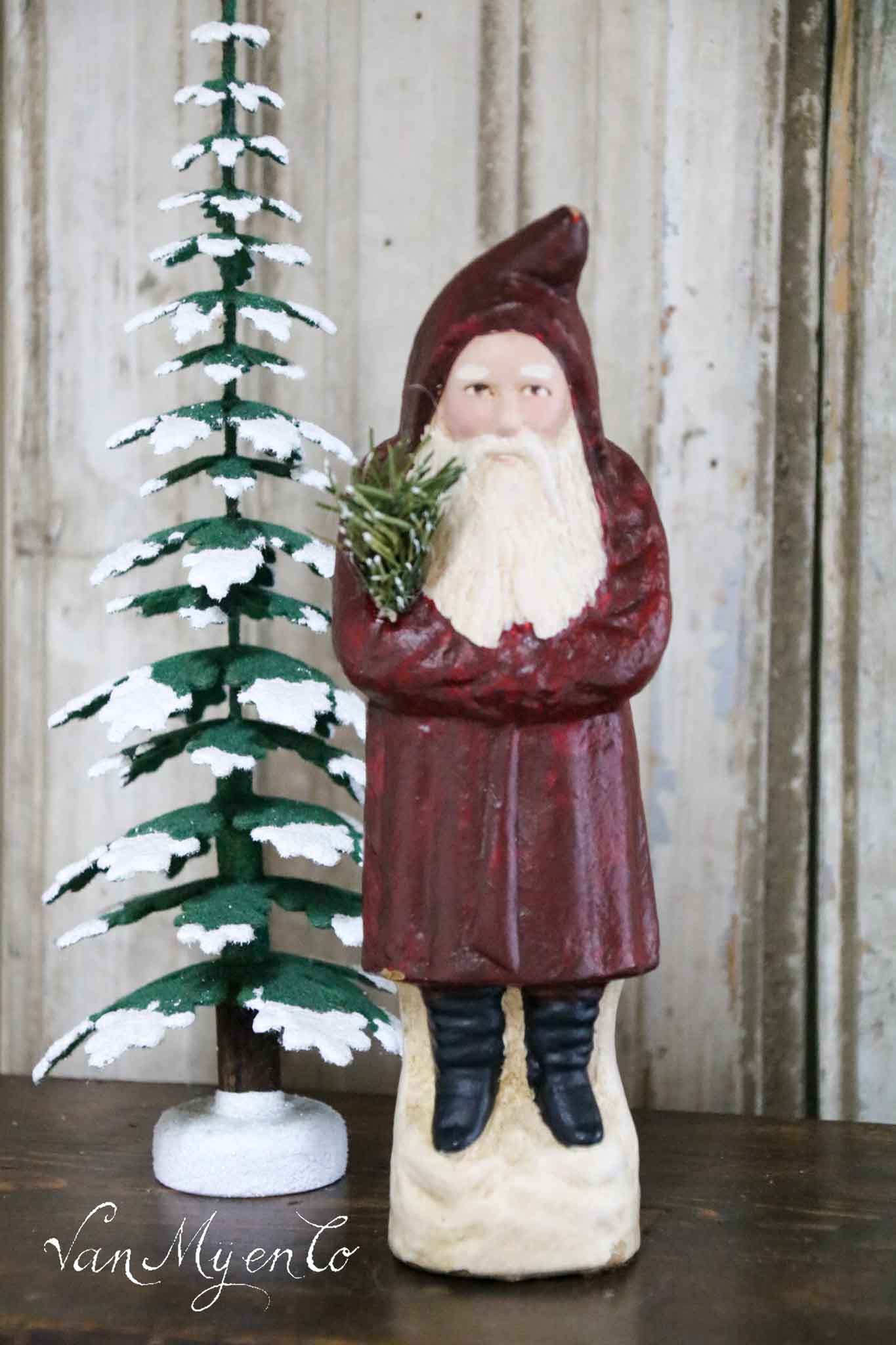 Kerstman candycontainer in bordeau rood