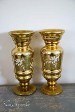 Load image into Gallery viewer, Antique gold glass vases
