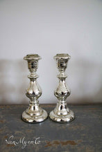 Load image into Gallery viewer, Set of silver glass candlesticks (7)
