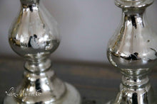 Load image into Gallery viewer, Set of silver glass candlesticks (7)
