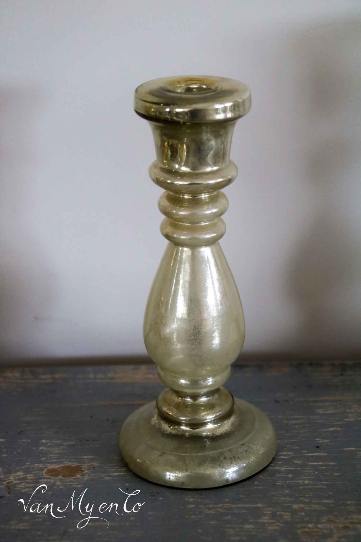 Worn silver glass candlestick (6)