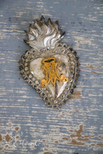 Load image into Gallery viewer, Silver ex-voto heart with Mary initials
