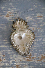 Load image into Gallery viewer, Silver ex-voto heart with Mary initials
