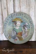 Load image into Gallery viewer, Antique round painted wooden plate
