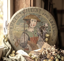 Load image into Gallery viewer, Antique round painted wooden plate
